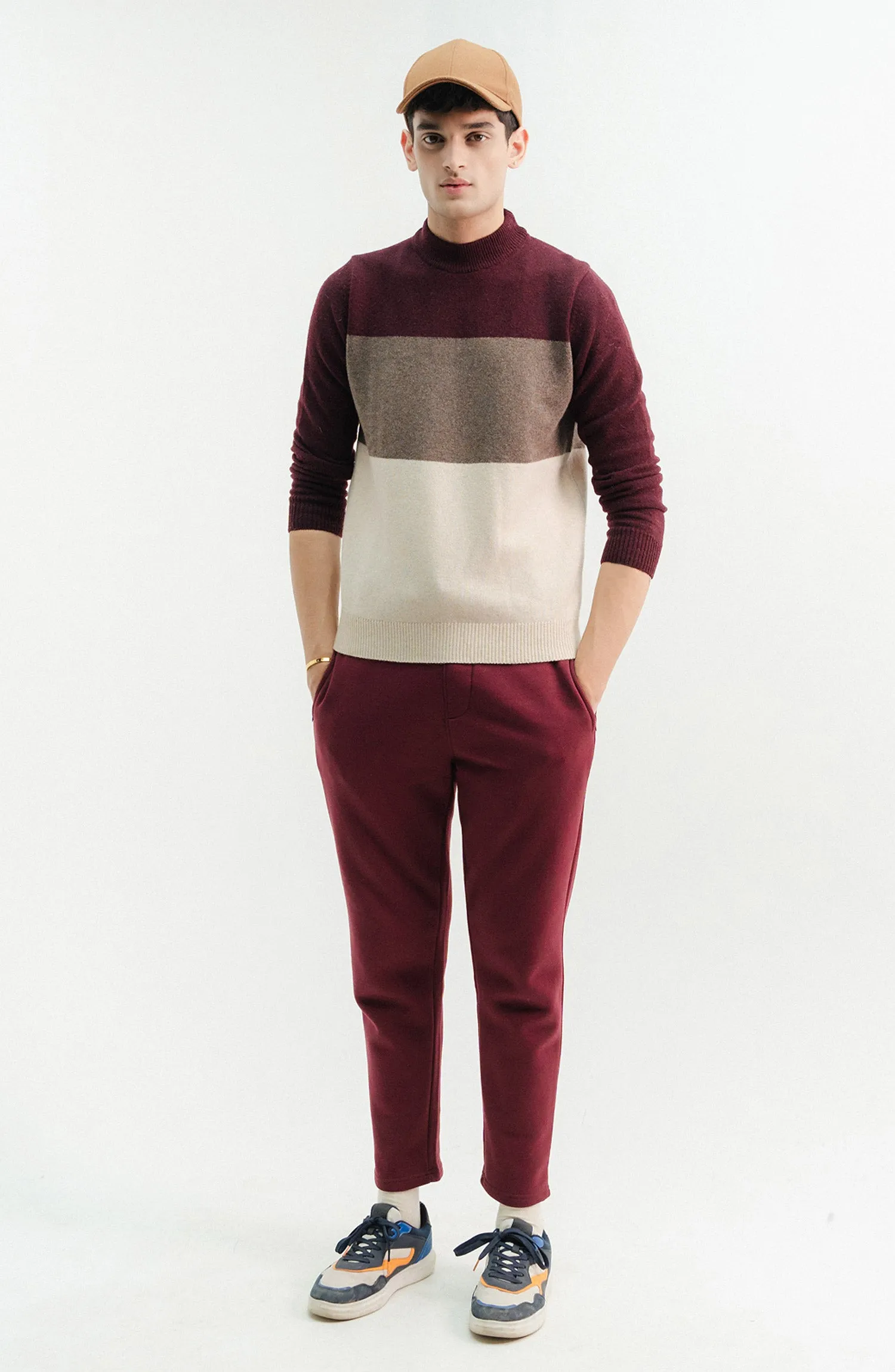 Lambs Wool Full Sleeves Mock Neck Designer