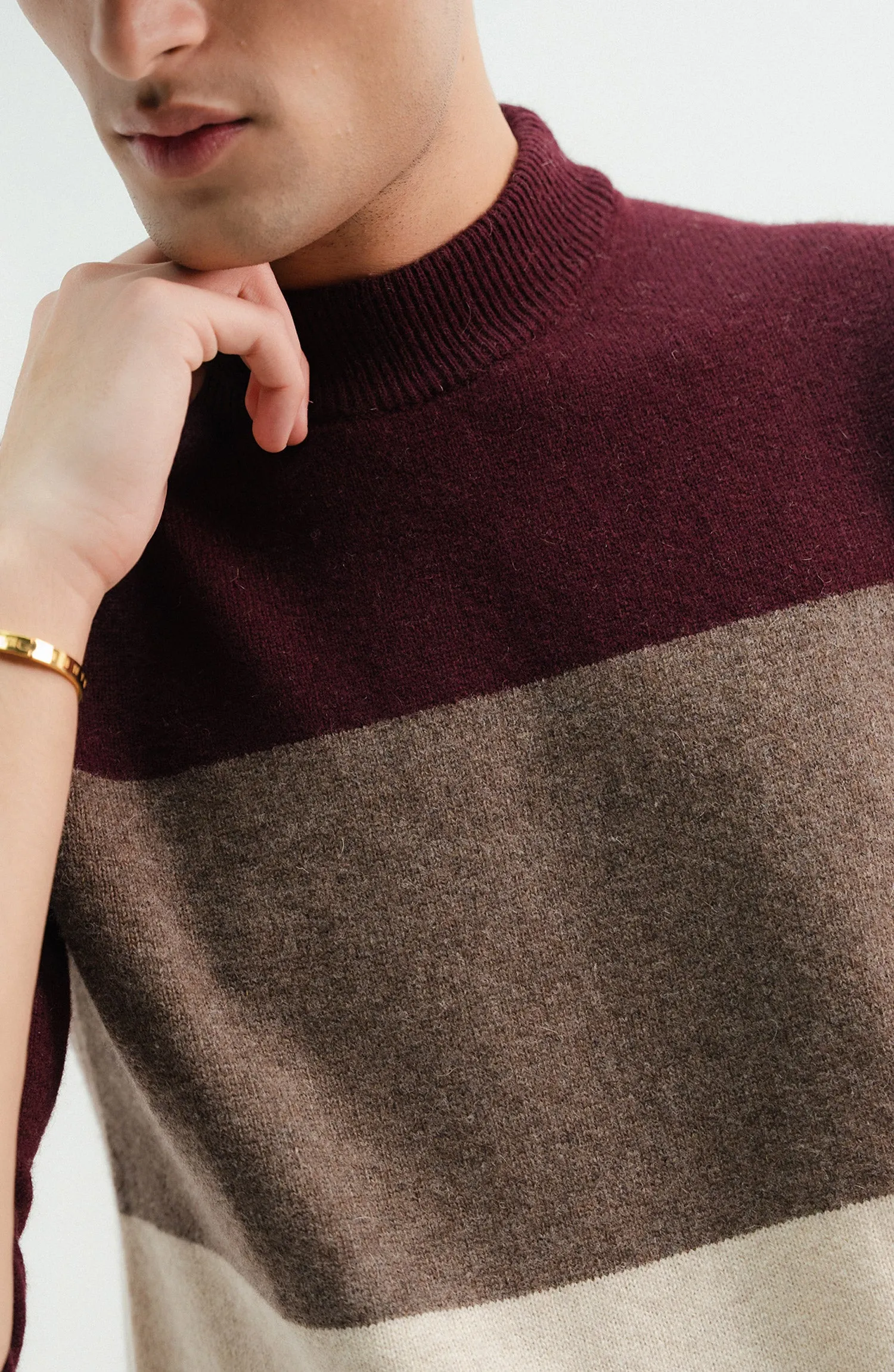 Lambs Wool Full Sleeves Mock Neck Designer