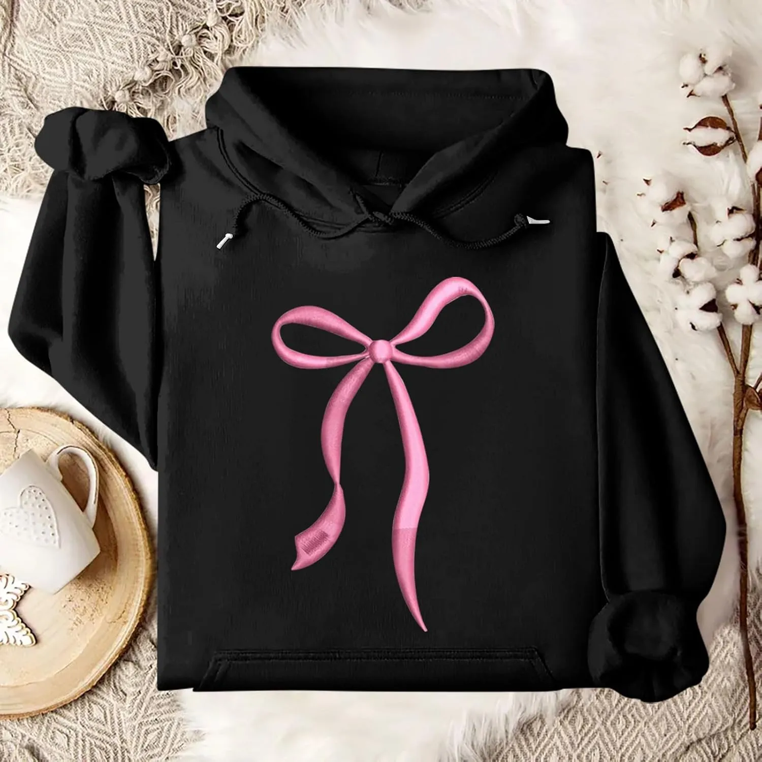 lcyhony Hoodies for Women Trendy Oversized Fleece Graphic Sweatshirts Casual Stretch Drawstring Hooded Sweatshirt with Pocket