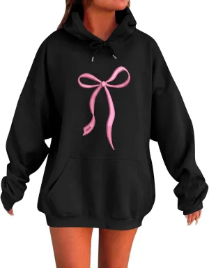 lcyhony Hoodies for Women Trendy Oversized Fleece Graphic Sweatshirts Casual Stretch Drawstring Hooded Sweatshirt with Pocket