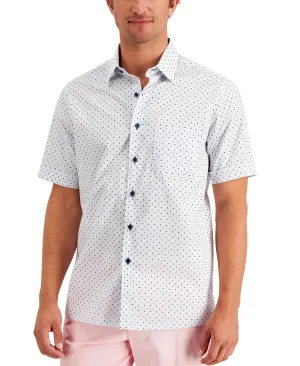 Macy's Club Room Men's Geo Dobby Regular Fit Shirt, White