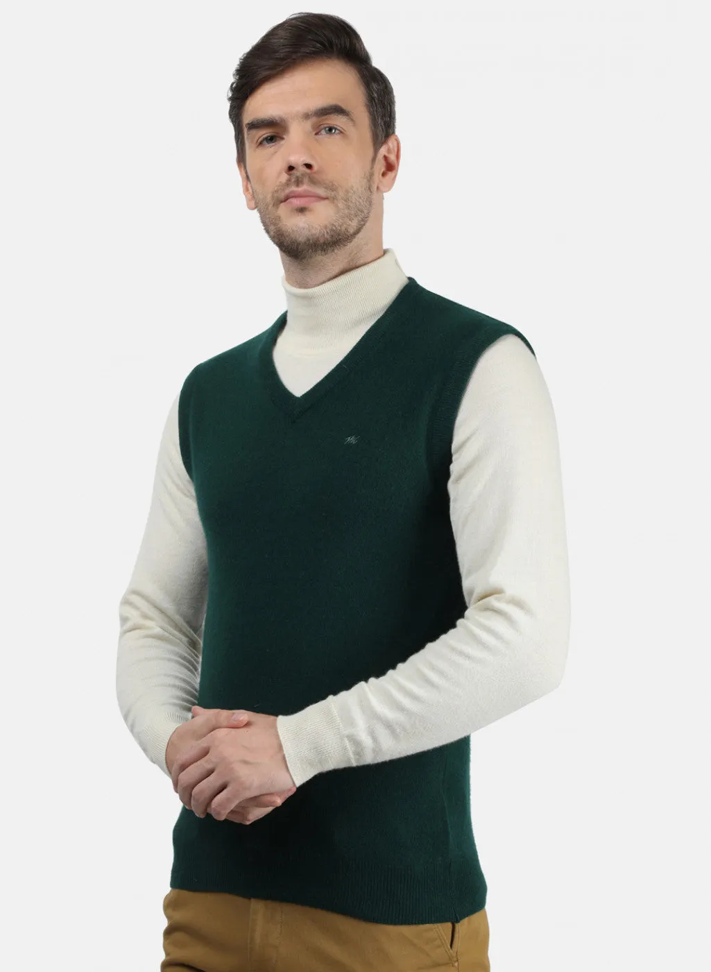 Men Dark Green Solid Sweater