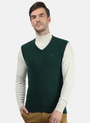 Men Dark Green Solid Sweater