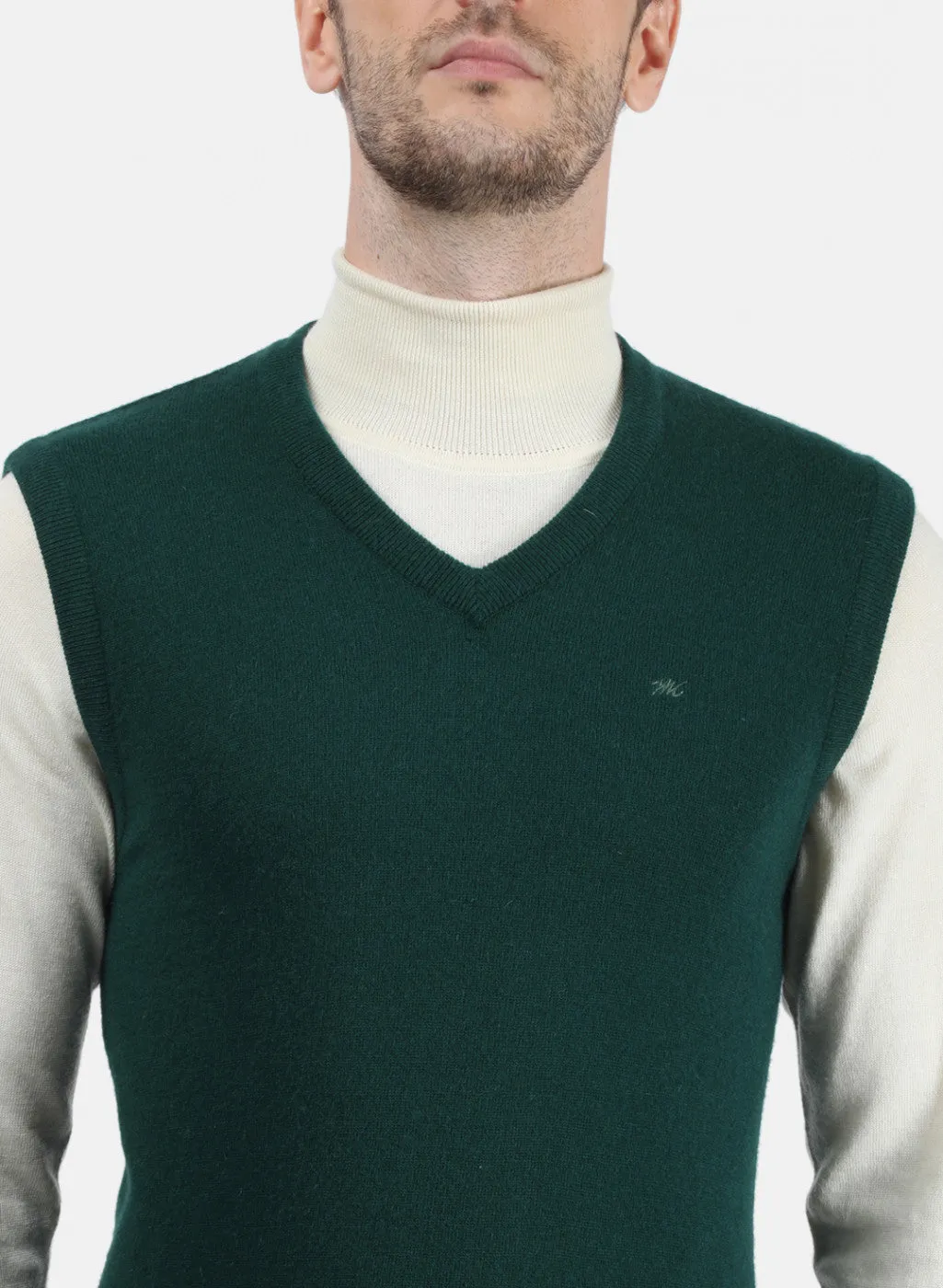 Men Dark Green Solid Sweater