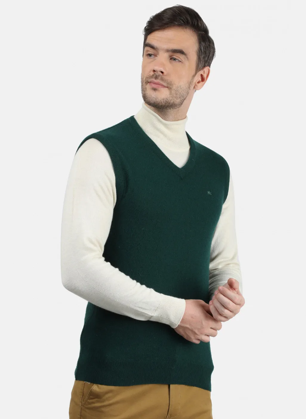 Men Dark Green Solid Sweater