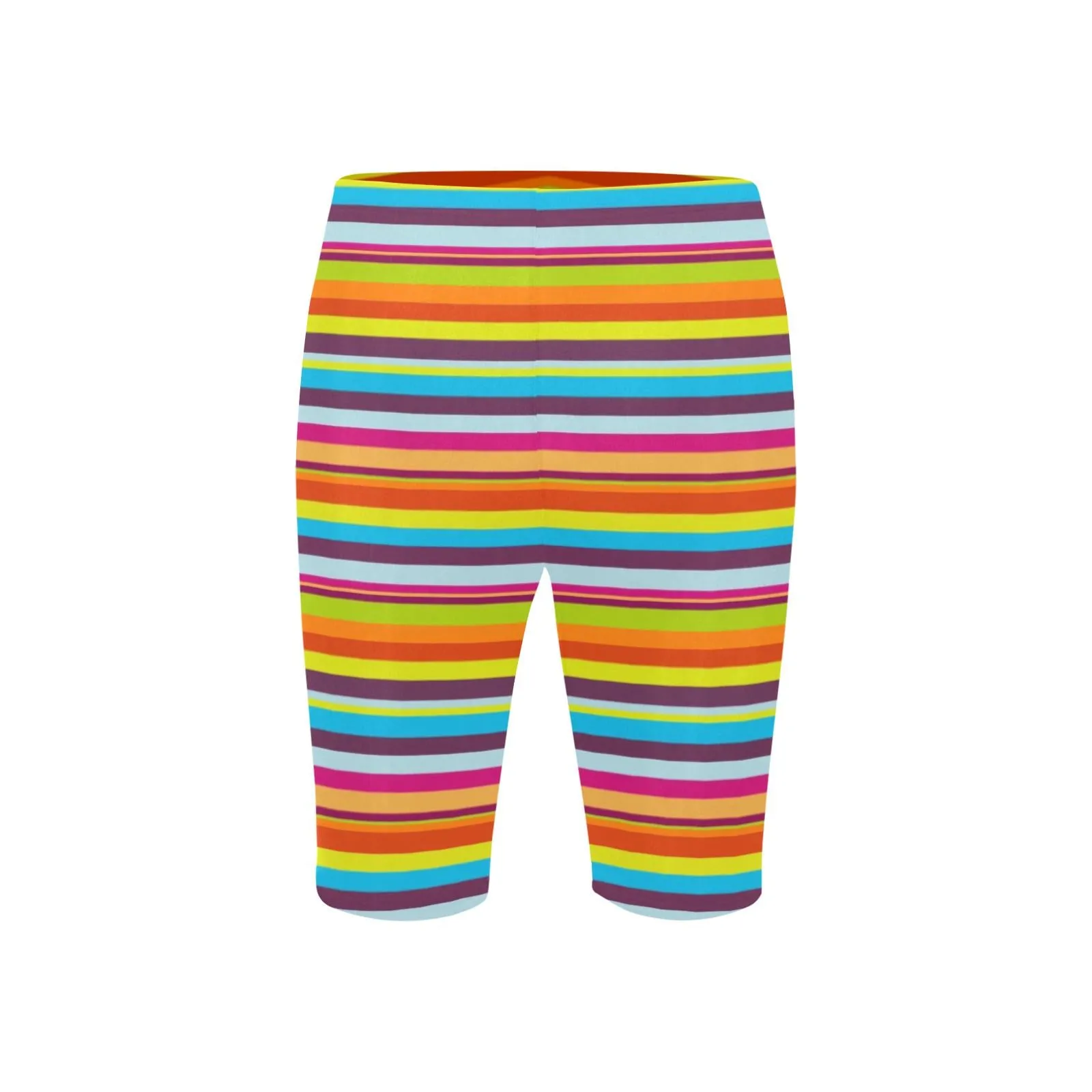 Men's Rainbow Stripe Knee Length Swim Shorts - Comfortable Fit