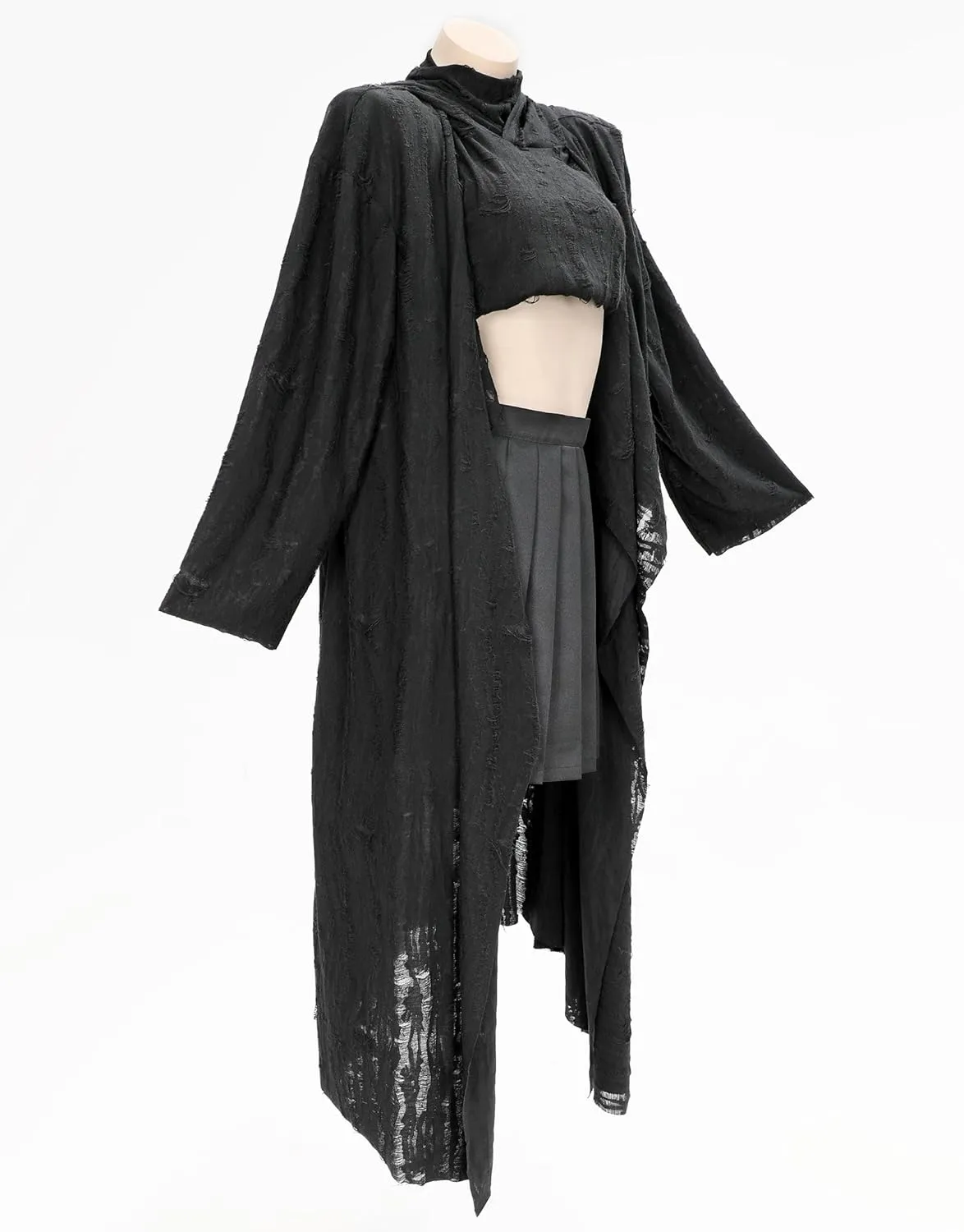 MEOWCOS Gothic Hooded Cloak Trench Coat Autumn and Winter long Hoodies Robe Long Maxi Cloak Coat