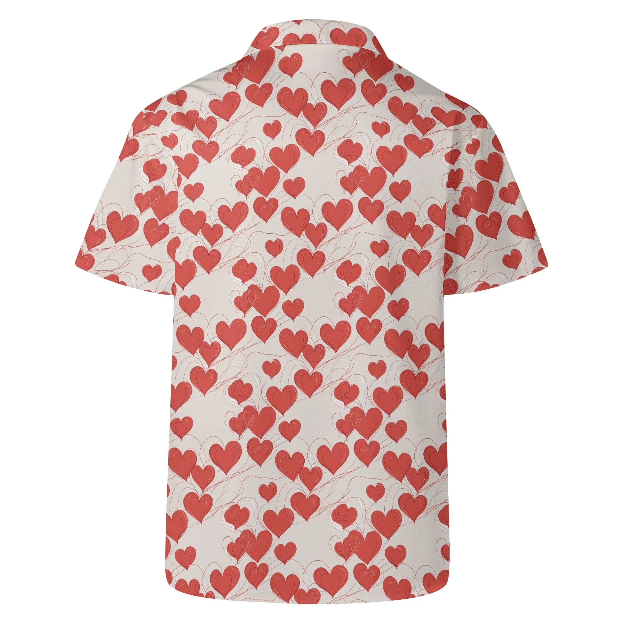 Minimal Hearts Mens Casual Hawaiian Shirt