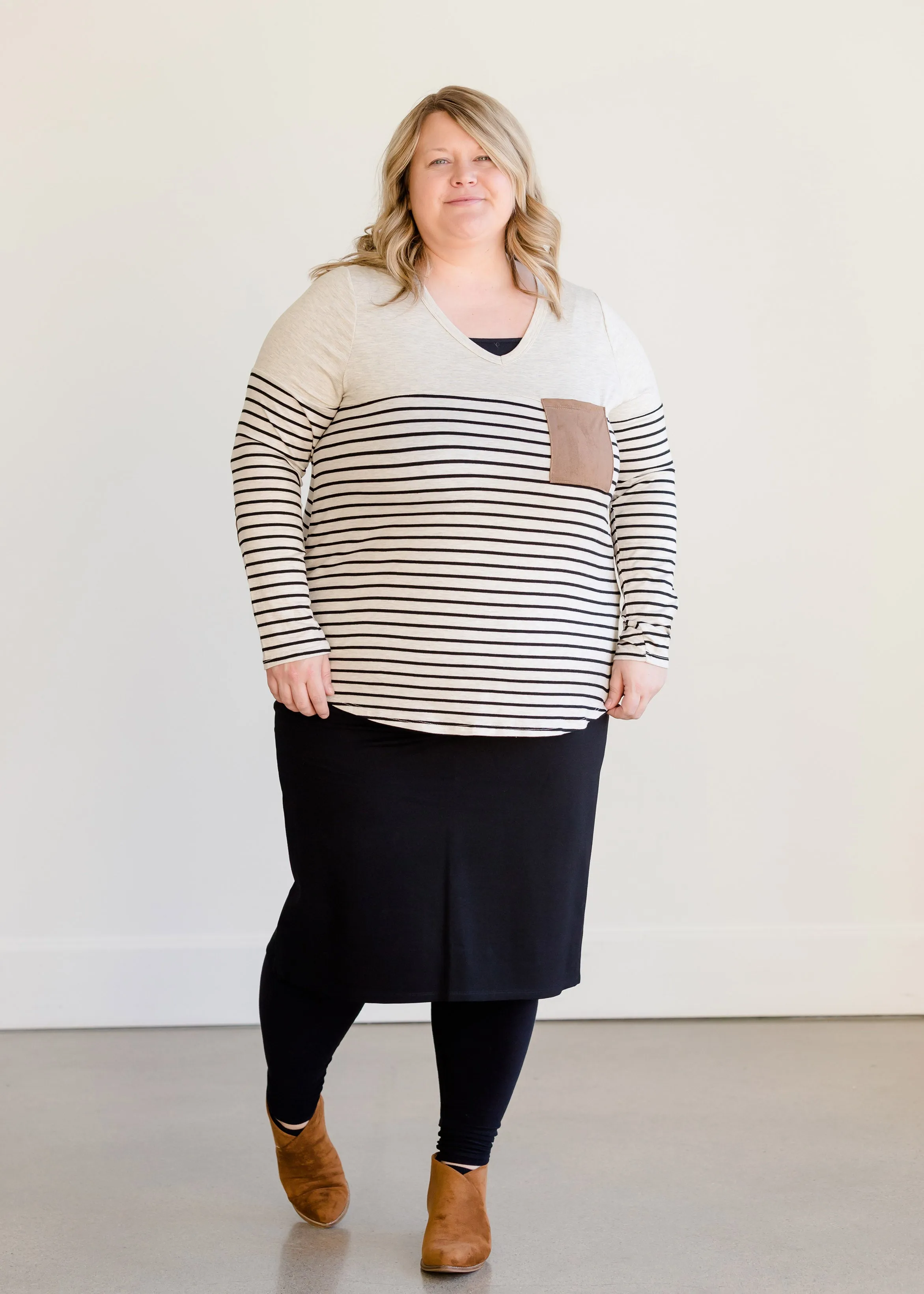 Neutral Print Pocket Top - FINAL SALE