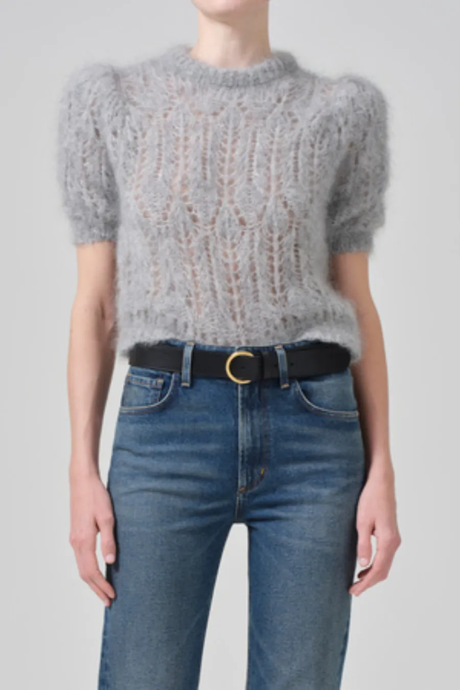 Odette Puff Sleeve Sweater Heather Grey