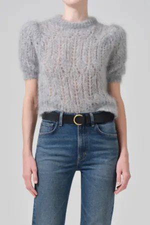 Odette Puff Sleeve Sweater Heather Grey