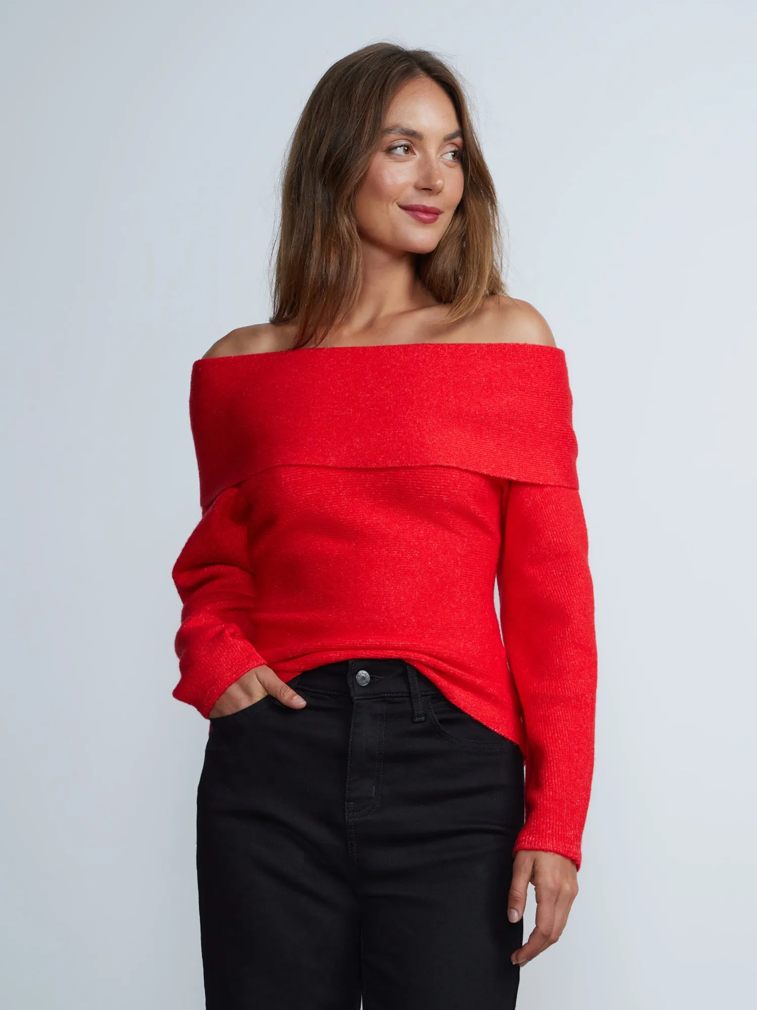 Off-The-Shoulder Dolman Sleeve Sweater