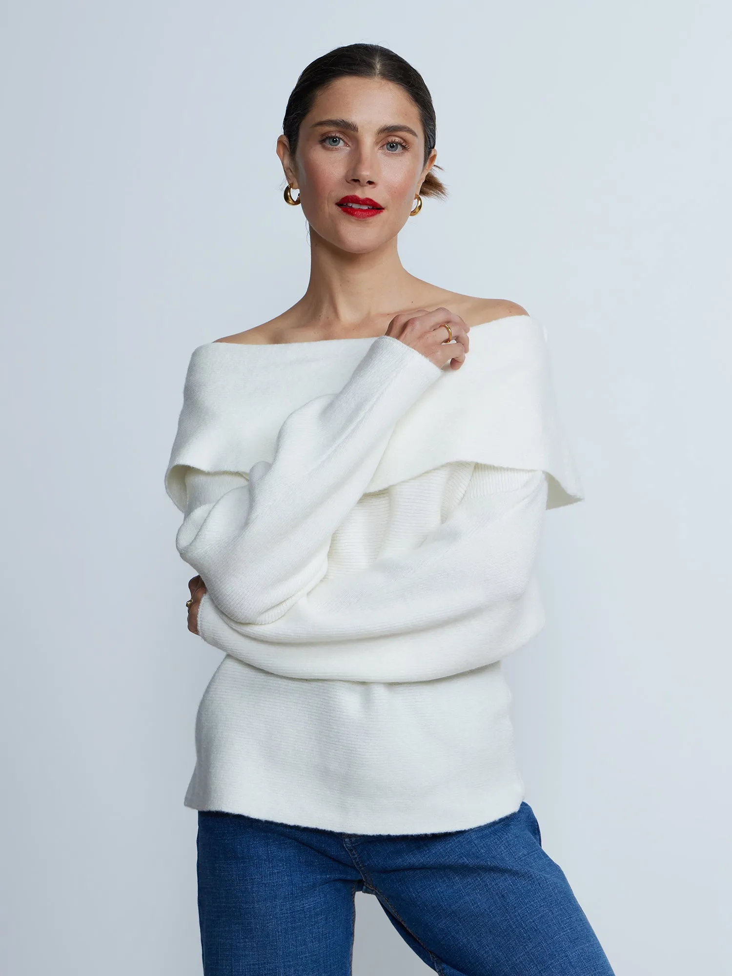 Off-The-Shoulder Dolman Sleeve Sweater