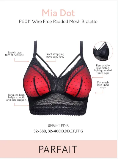 Parfait Mia Dot With Strings Wireless Padded Bralette (Black)