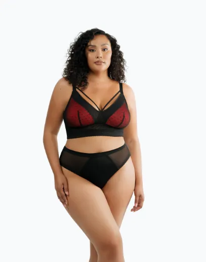 Parfait Mia Dot With Strings Wireless Padded Bralette (Black)