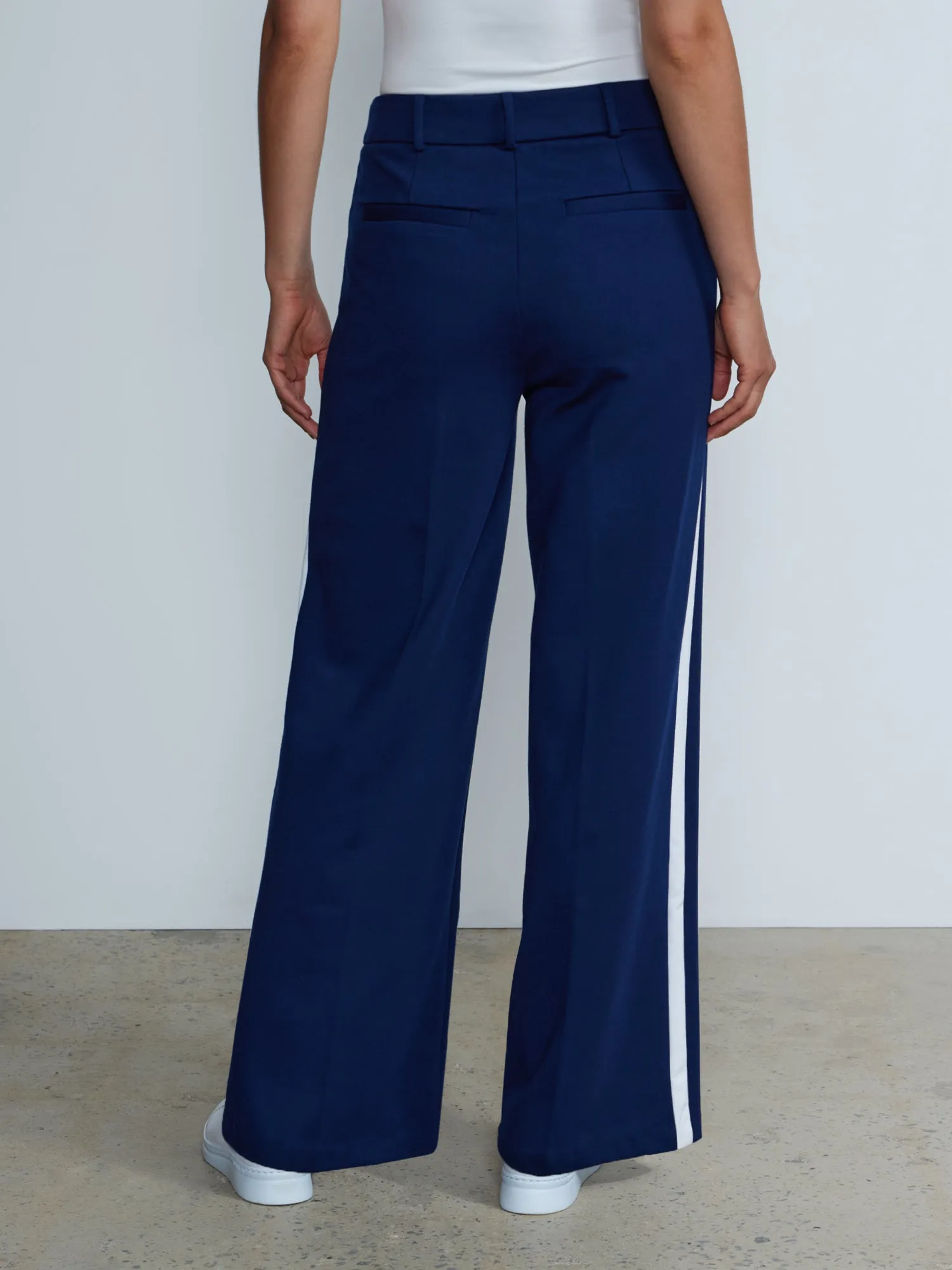Piped Trim Wide Leg Pants