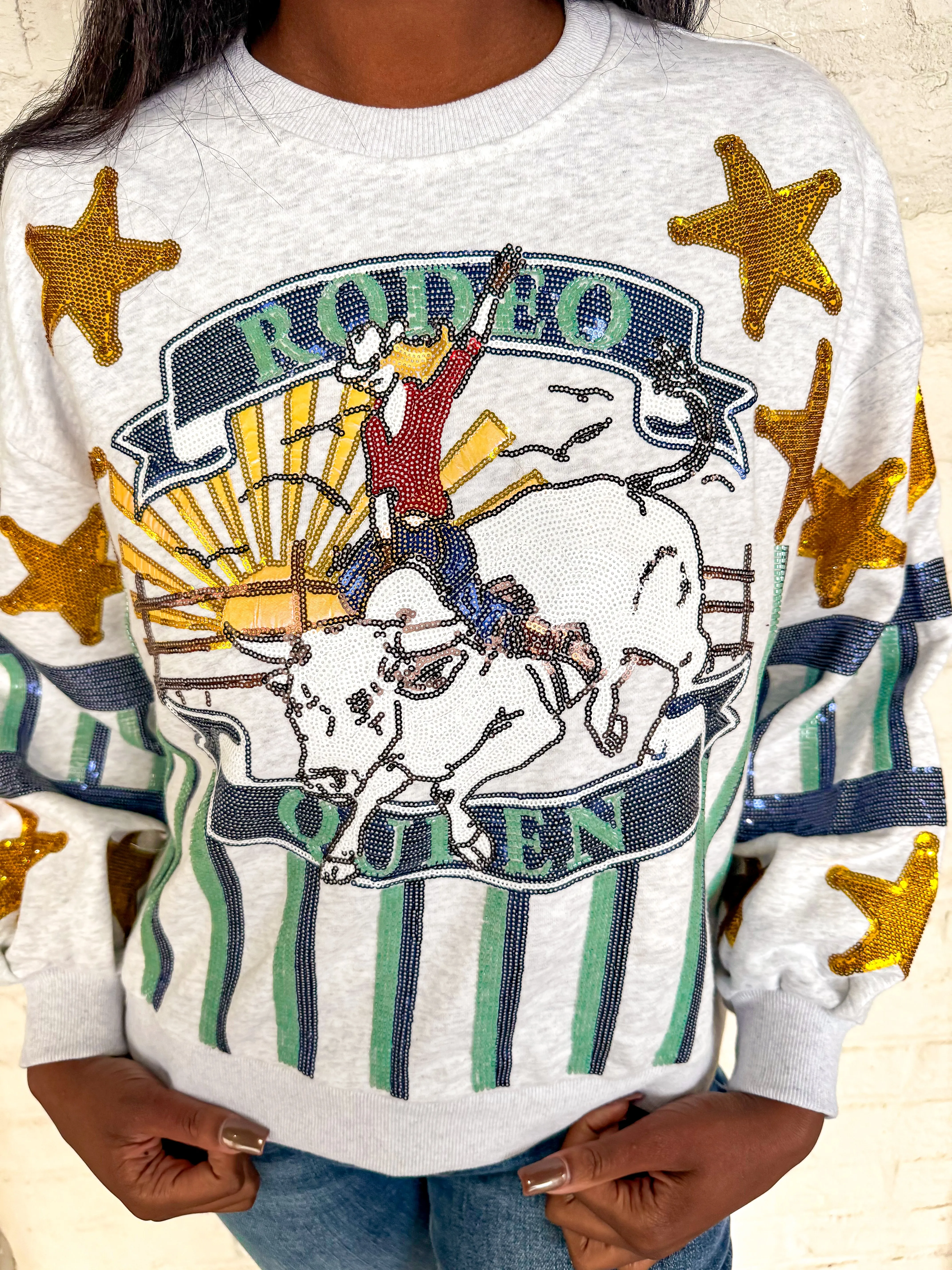 Queen Of Sparkles Rodeo Queen Grey Sweatshirt