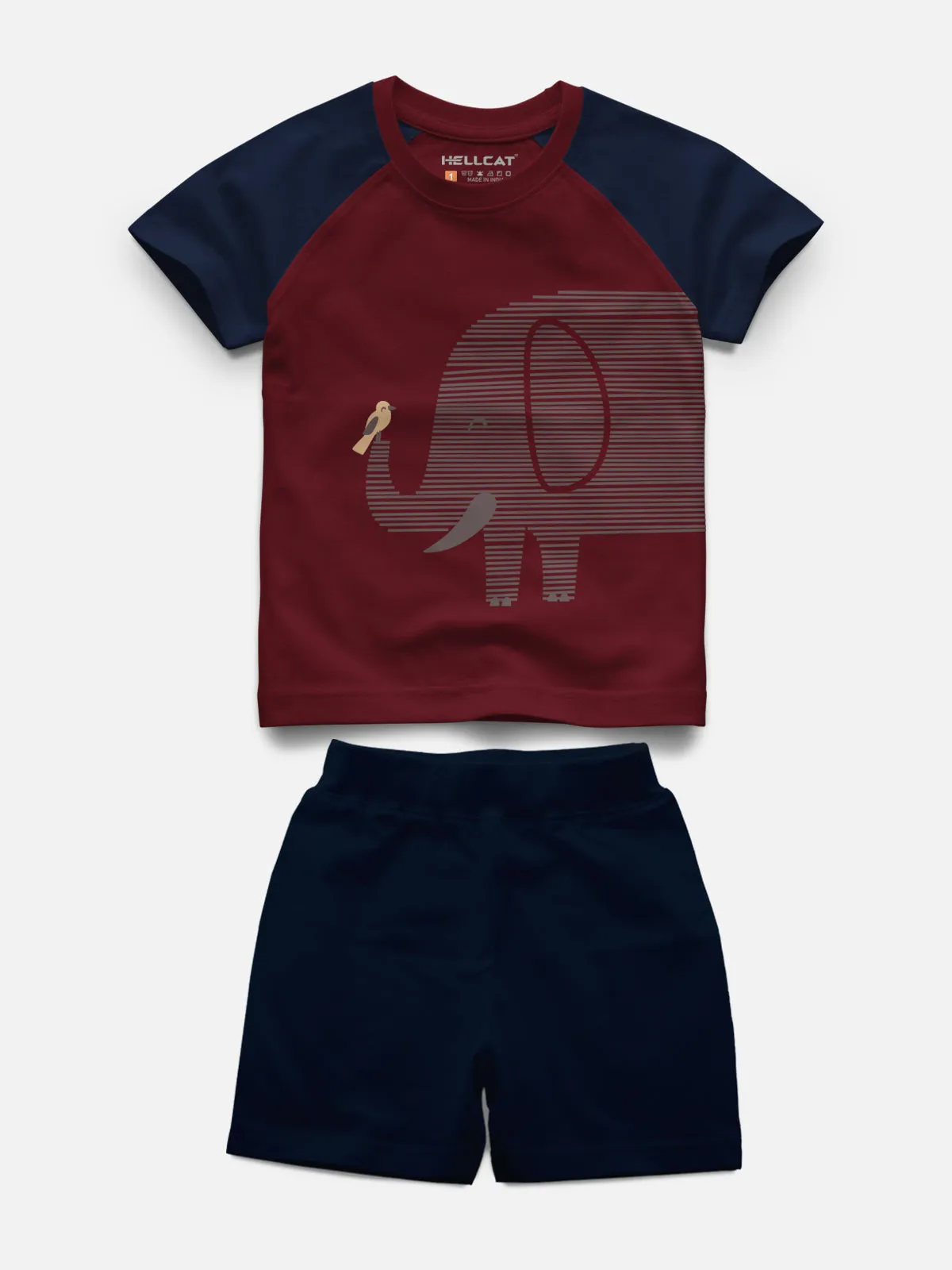 Raglan Half Sleeve Printed T-shirt with Comfy Solid Shorts for Infants & Toddler - Pack of 2 (1 T-shirt & 1 Shorts)