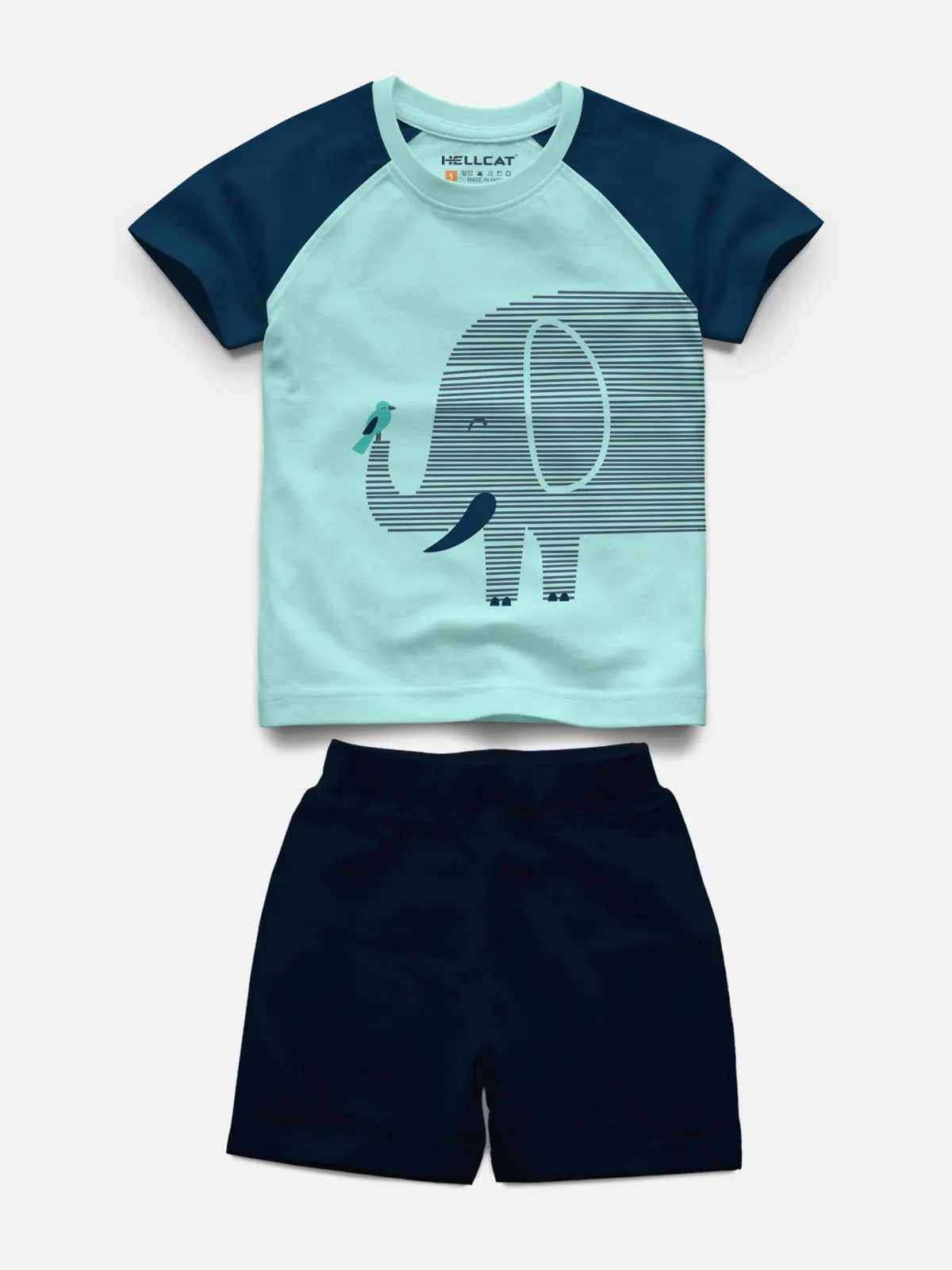 Raglan Half Sleeve Printed T-shirt with Comfy Solid Shorts for Infants & Toddler - Pack of 2 (1 T-shirt & 1 Shorts)