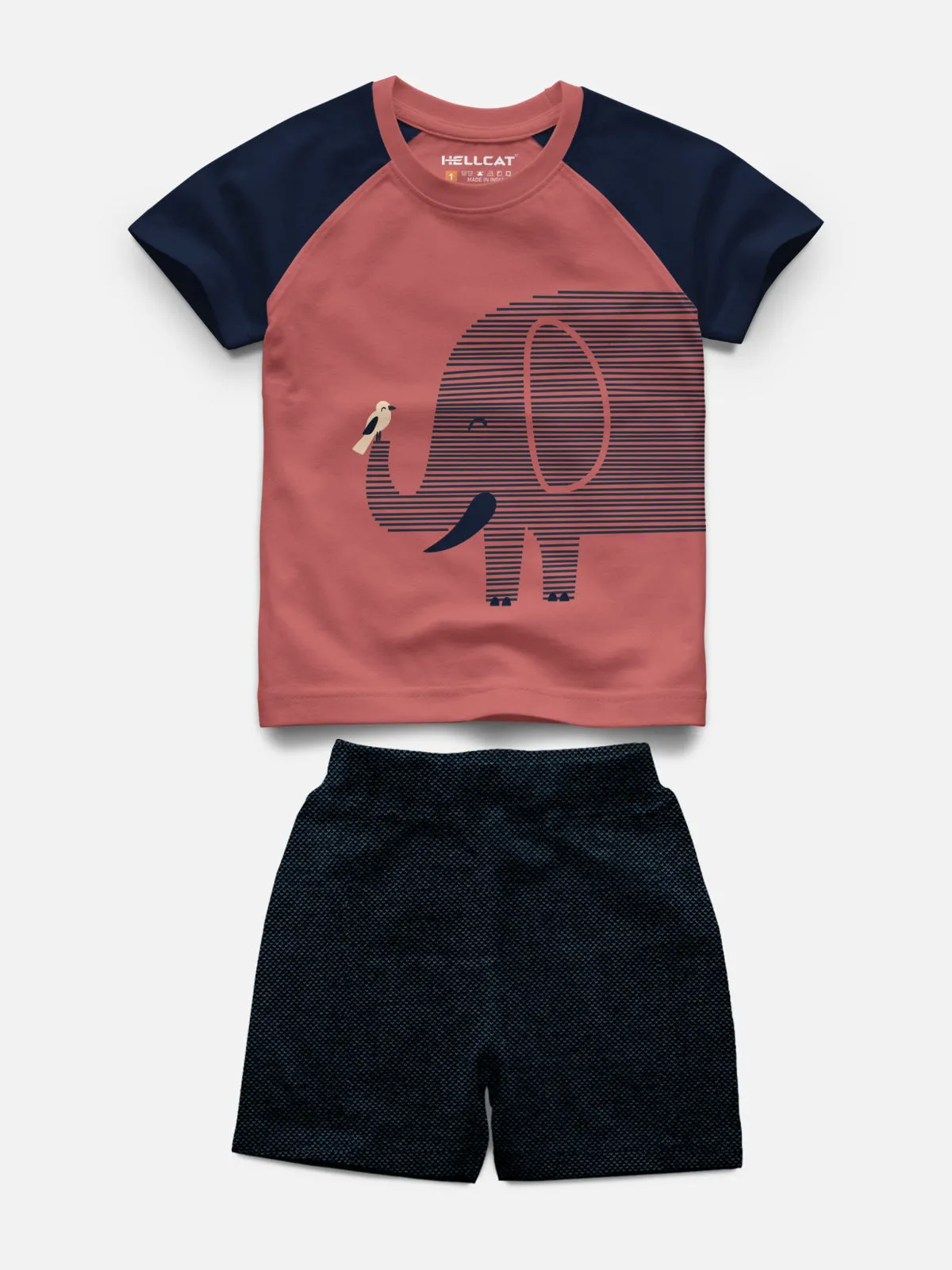 Raglan Half Sleeve Printed T-shirt with Comfy Solid Shorts for Infants & Toddler - Pack of 2 (1 T-shirt & 1 Shorts)