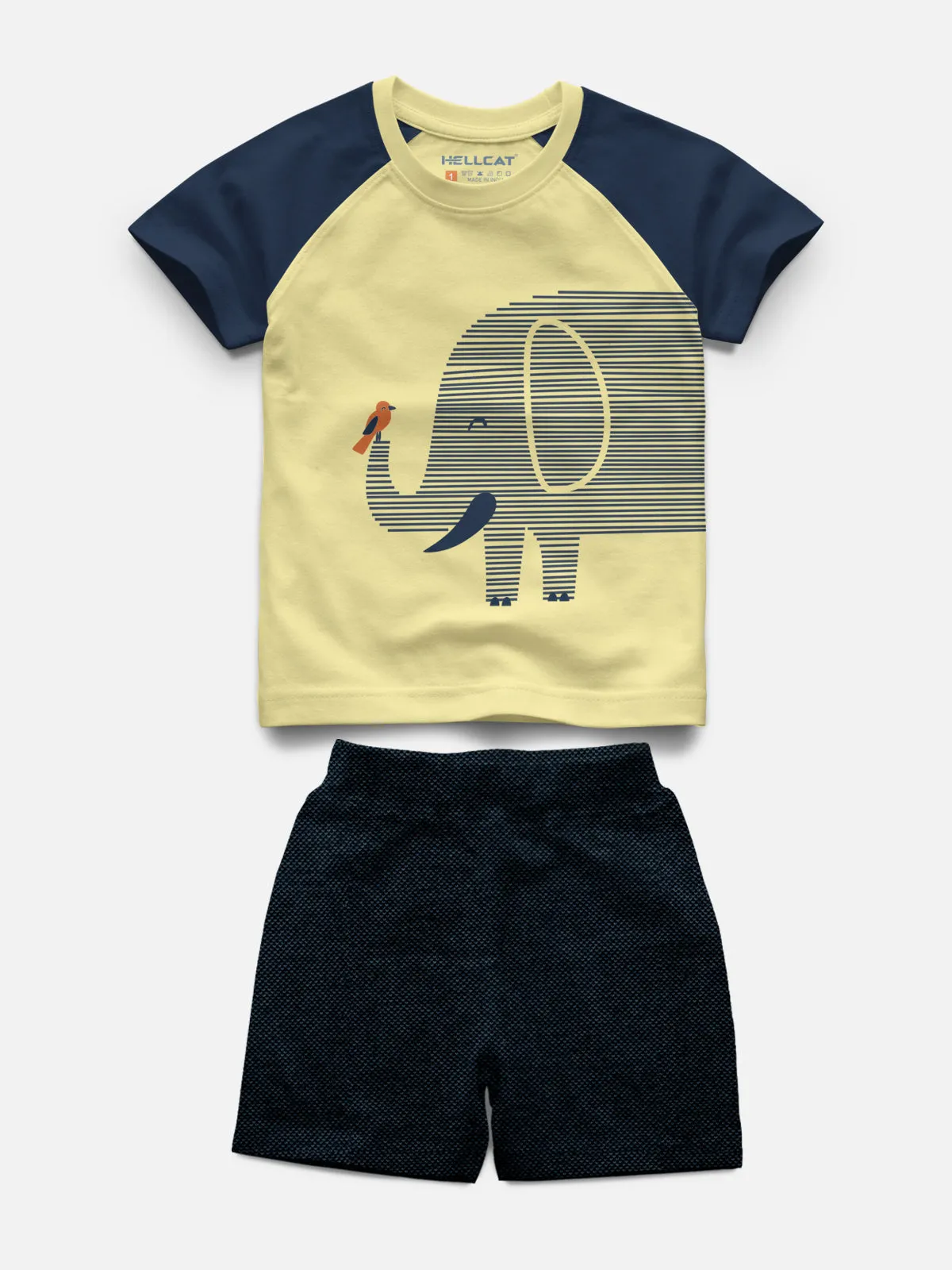 Raglan Half Sleeve Printed T-shirt with Comfy Solid Shorts for Infants & Toddler - Pack of 2 (1 T-shirt & 1 Shorts)