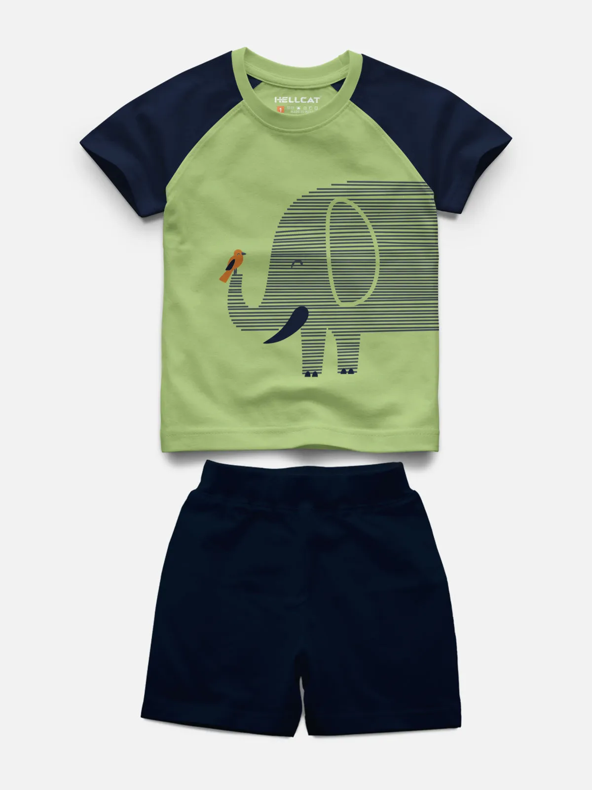 Raglan Half Sleeve Printed T-shirt with Comfy Solid Shorts for Infants & Toddler - Pack of 2 (1 T-shirt & 1 Shorts)