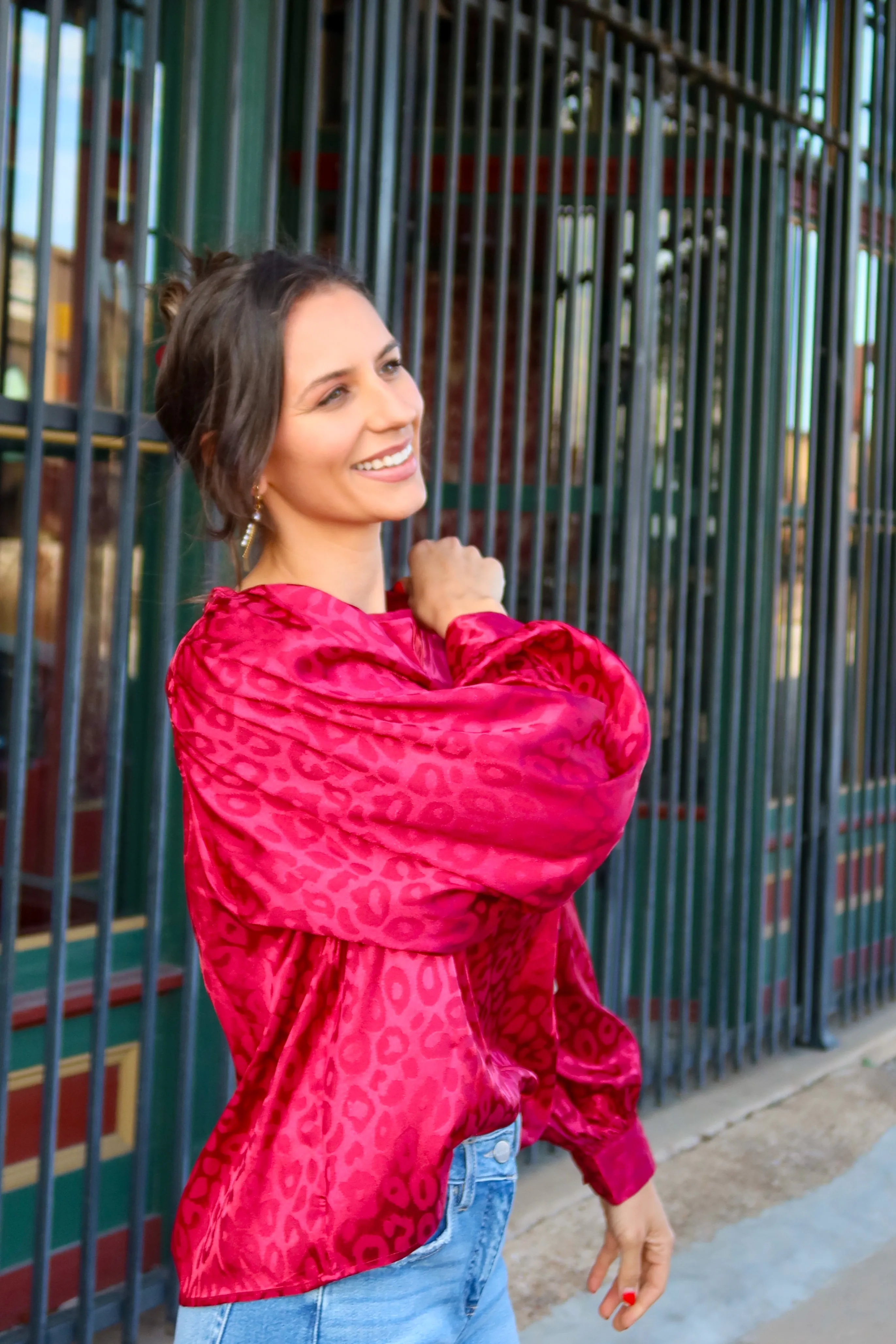 Redwood Satin Blouse Top
