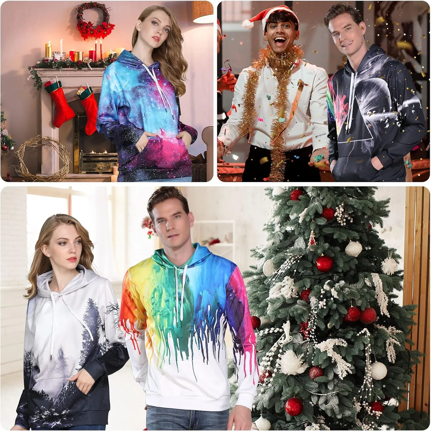 SANKILL Graphic Hoodies for Men Funny Novelty Pullover Sweatshirt Xmas Gifts Black red Anime Hoodie Cool Designs Rapper