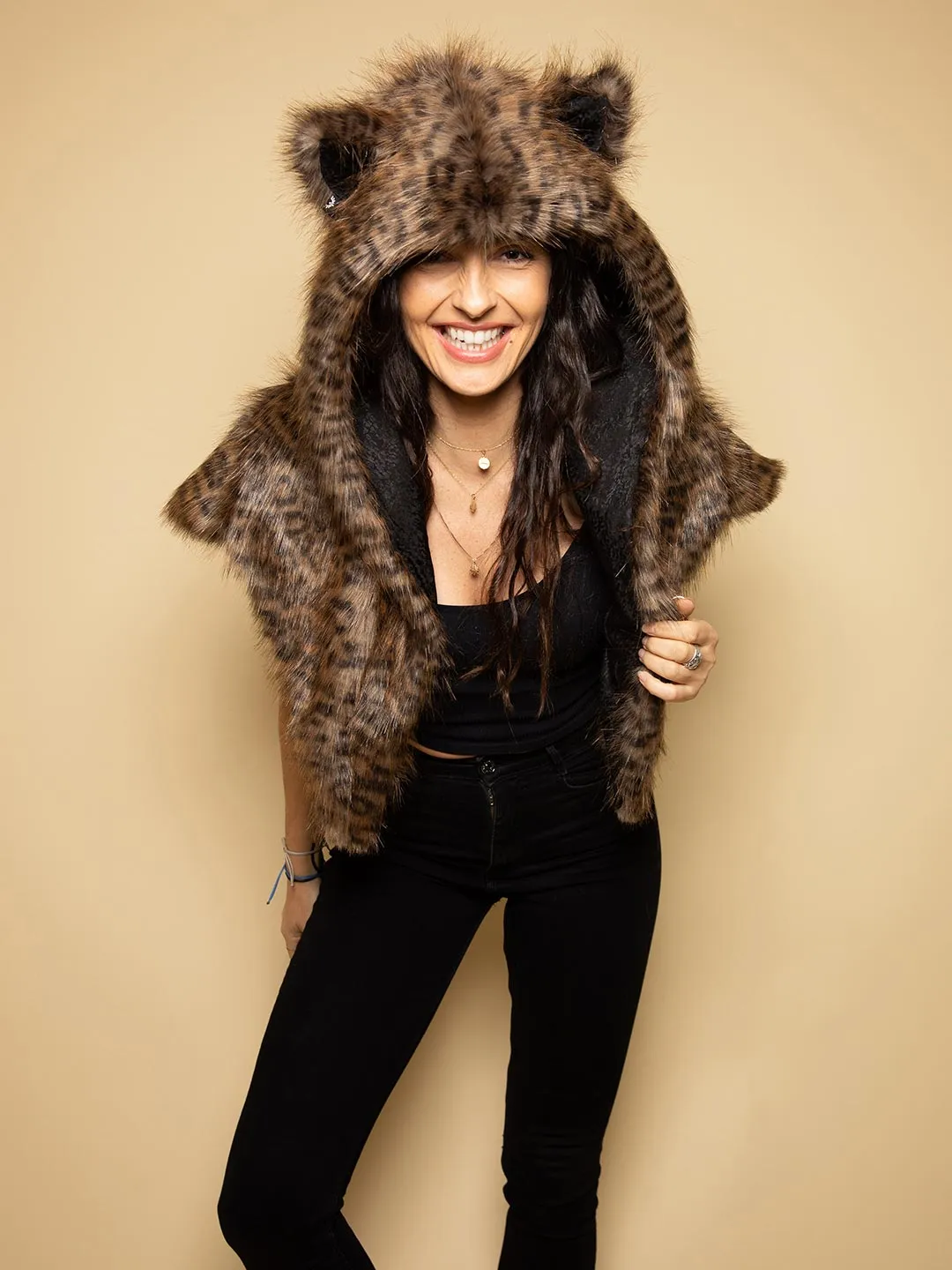 Savannah Cat Faux Fur SpiritHoods Shawl