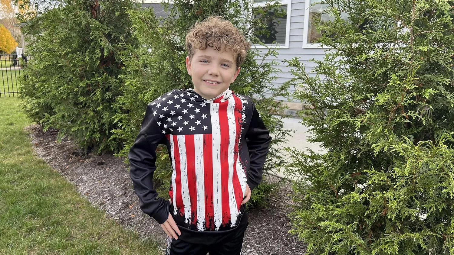 SAYM Boy's USA American Flag Patriotic Fleece lining Pullover Hoodies