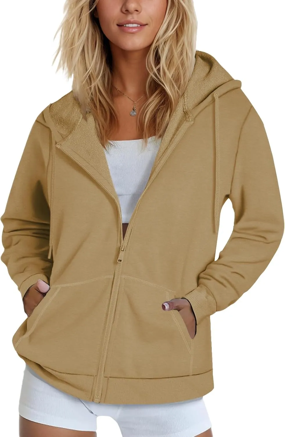 SMENG Womens Zip Up Hoodies Long Sleeve Fit Hooded Sweatshirts 2024 Casual Lightweight Jacket