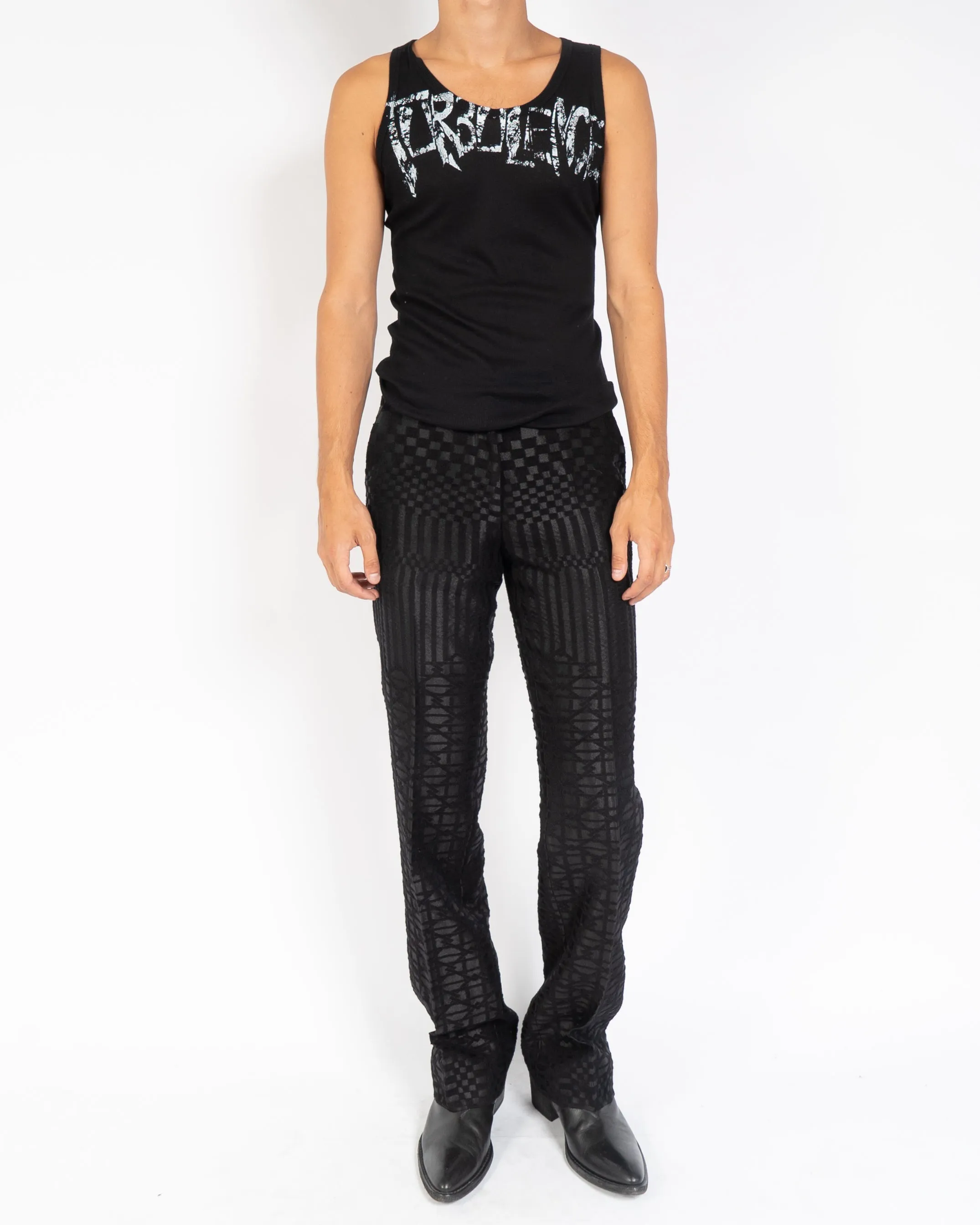 SS15 Black Wool Jacquard Trousers