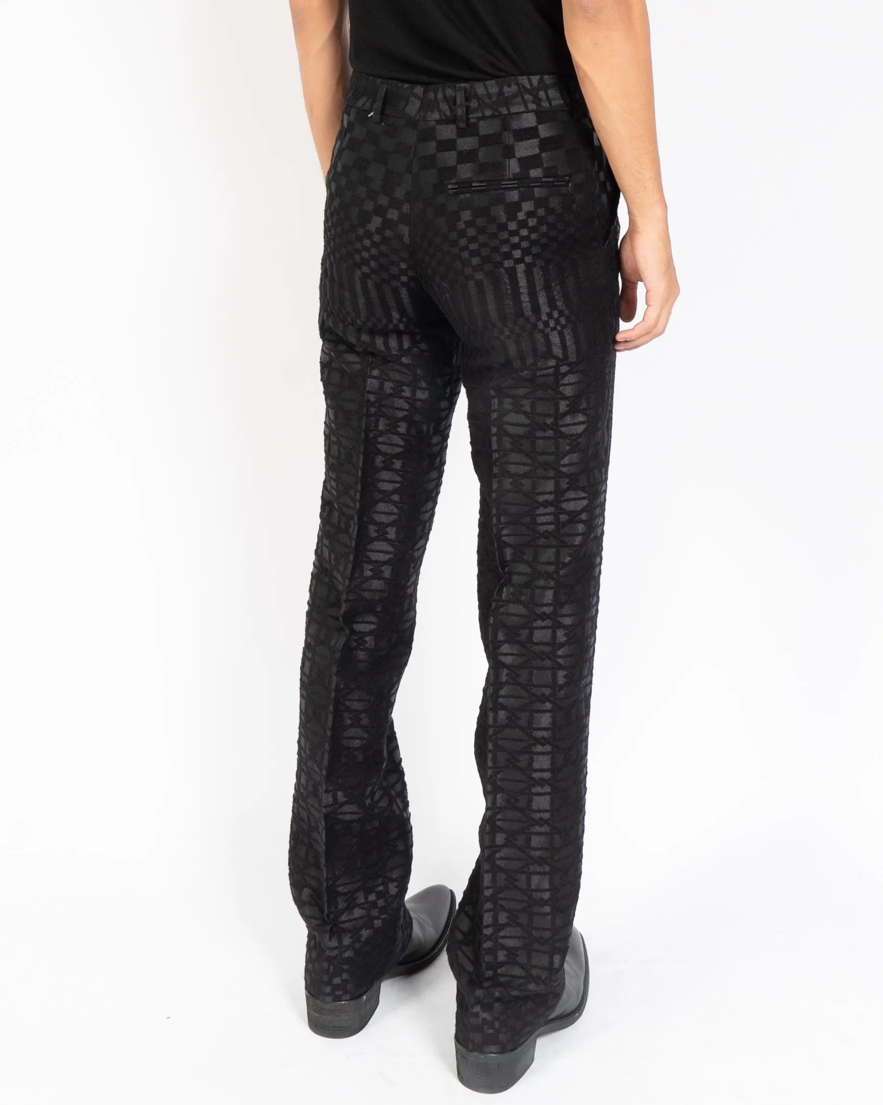 SS15 Black Wool Jacquard Trousers