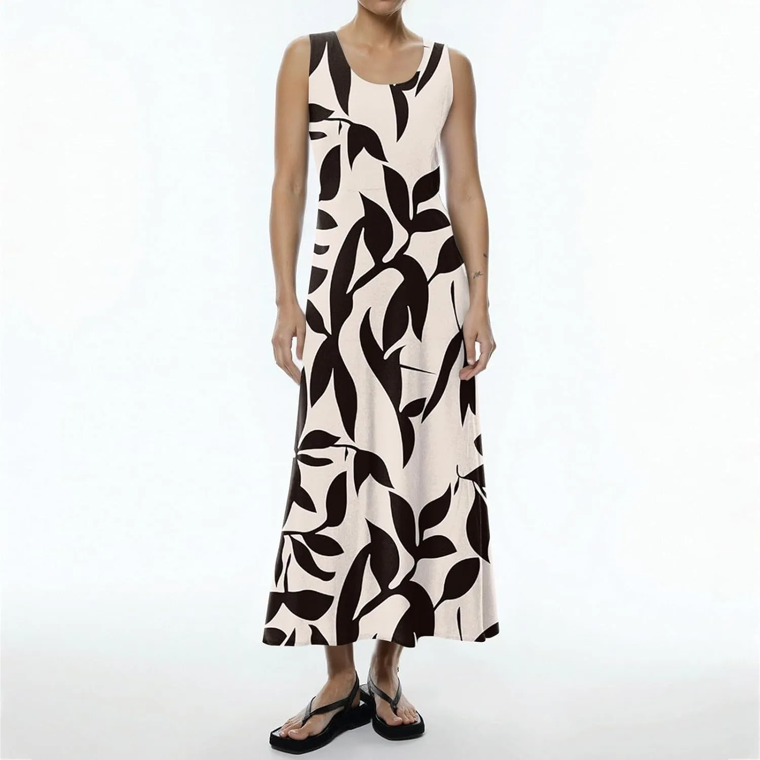 Summer Dresses for Women 2025 Linen Plus Size Tank Sundresses Beach Vacation Sleeveless Floral Dress with Pockets