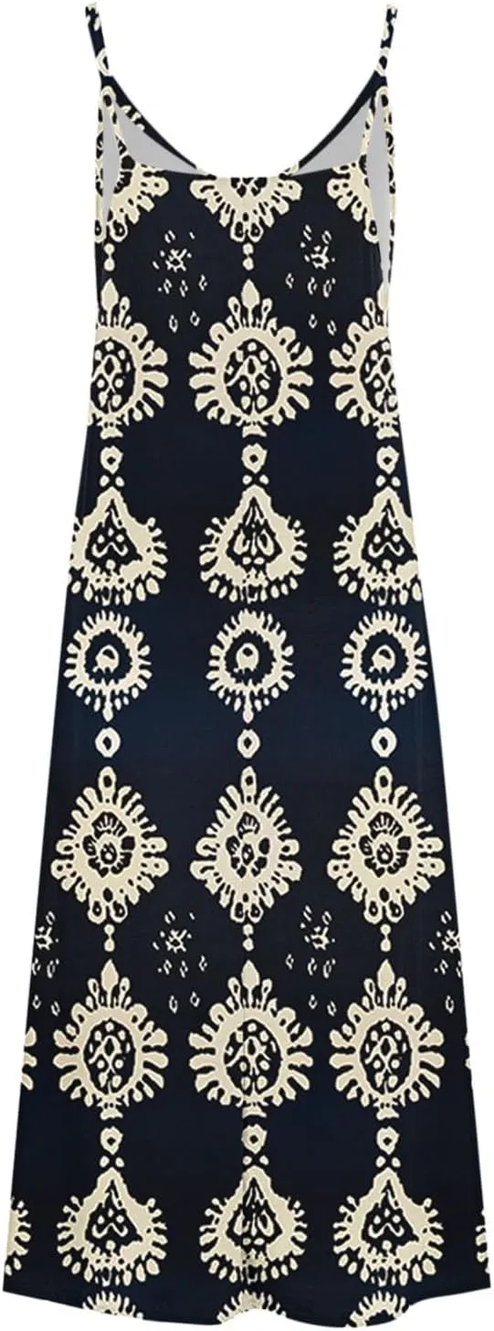 Summer Maxi Dresses for Women Spaghetti Strap Dress Fashion V Neck Floral Print Sundresses 2025 Beach Vacation Outfit