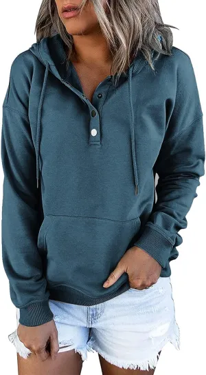 Sweatshirt For Women Christmas Womens Casual Hoodies Fall Solid Long Sleeve Sweatshirt Button Down