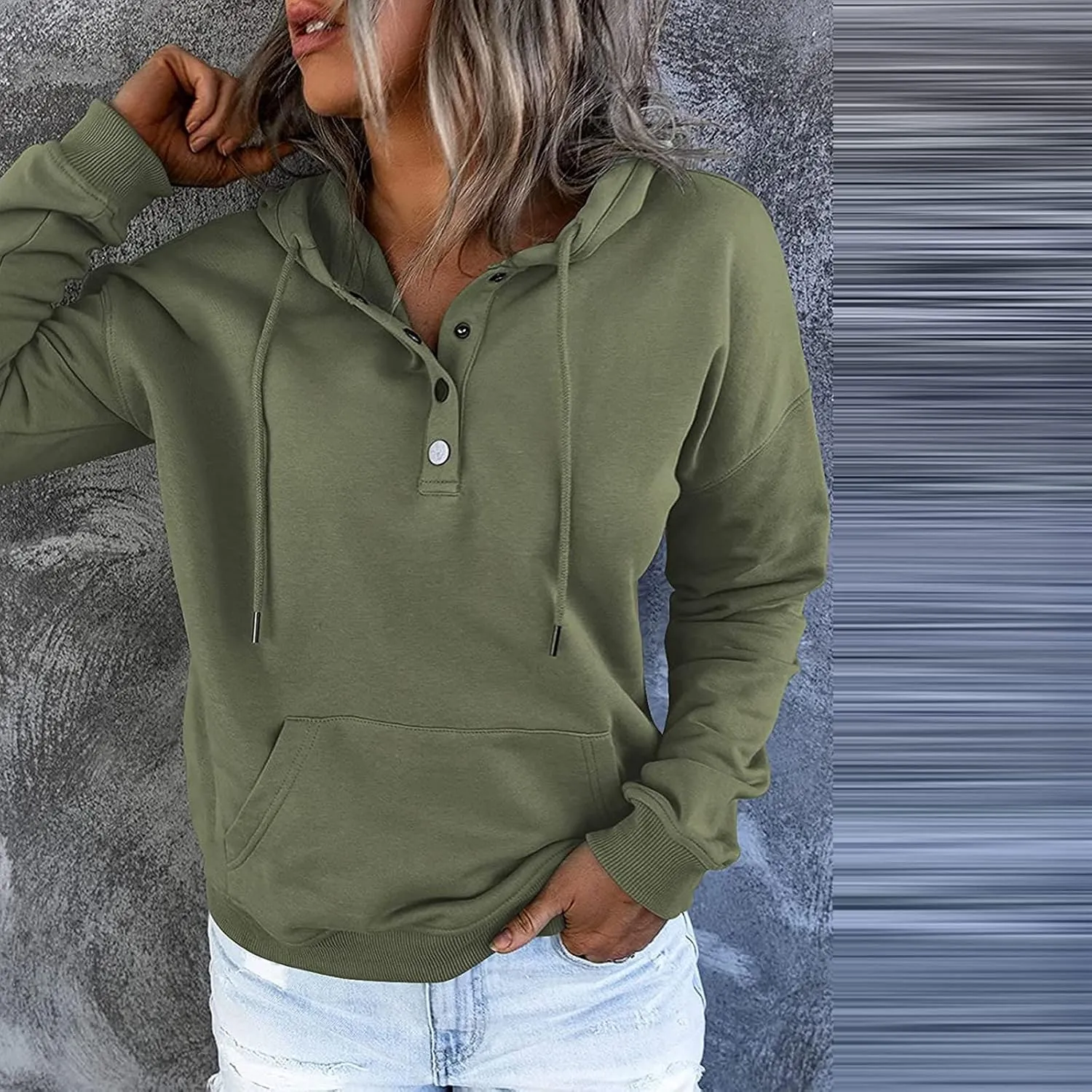 Sweatshirt For Women Christmas Womens Casual Hoodies Fall Solid Long Sleeve Sweatshirt Button Down