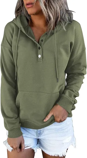 Sweatshirt For Women Christmas Womens Casual Hoodies Fall Solid Long Sleeve Sweatshirt Button Down