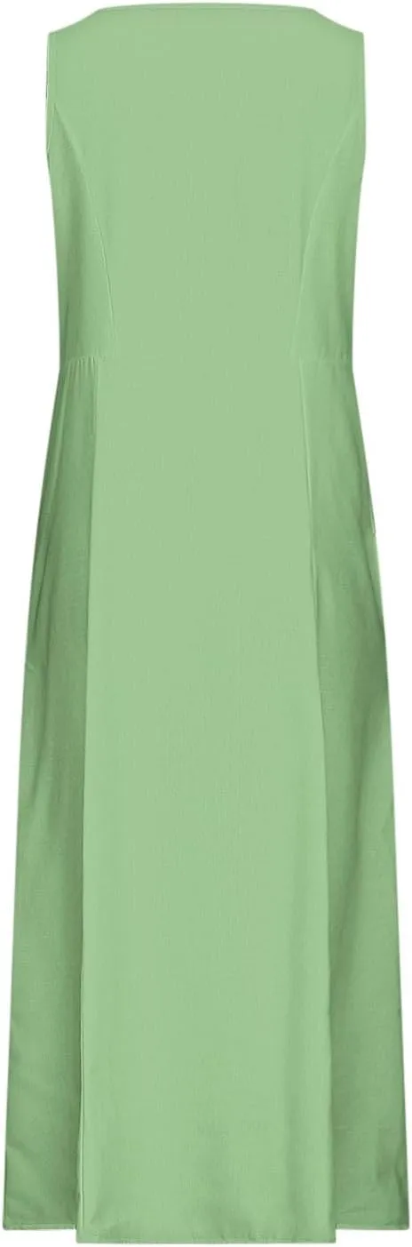 TANGNADE Women's Summer Cotton Linen Plus Size Long Dress Sleeveless Flowy Dresses Loose Comfy Dress with Pockets