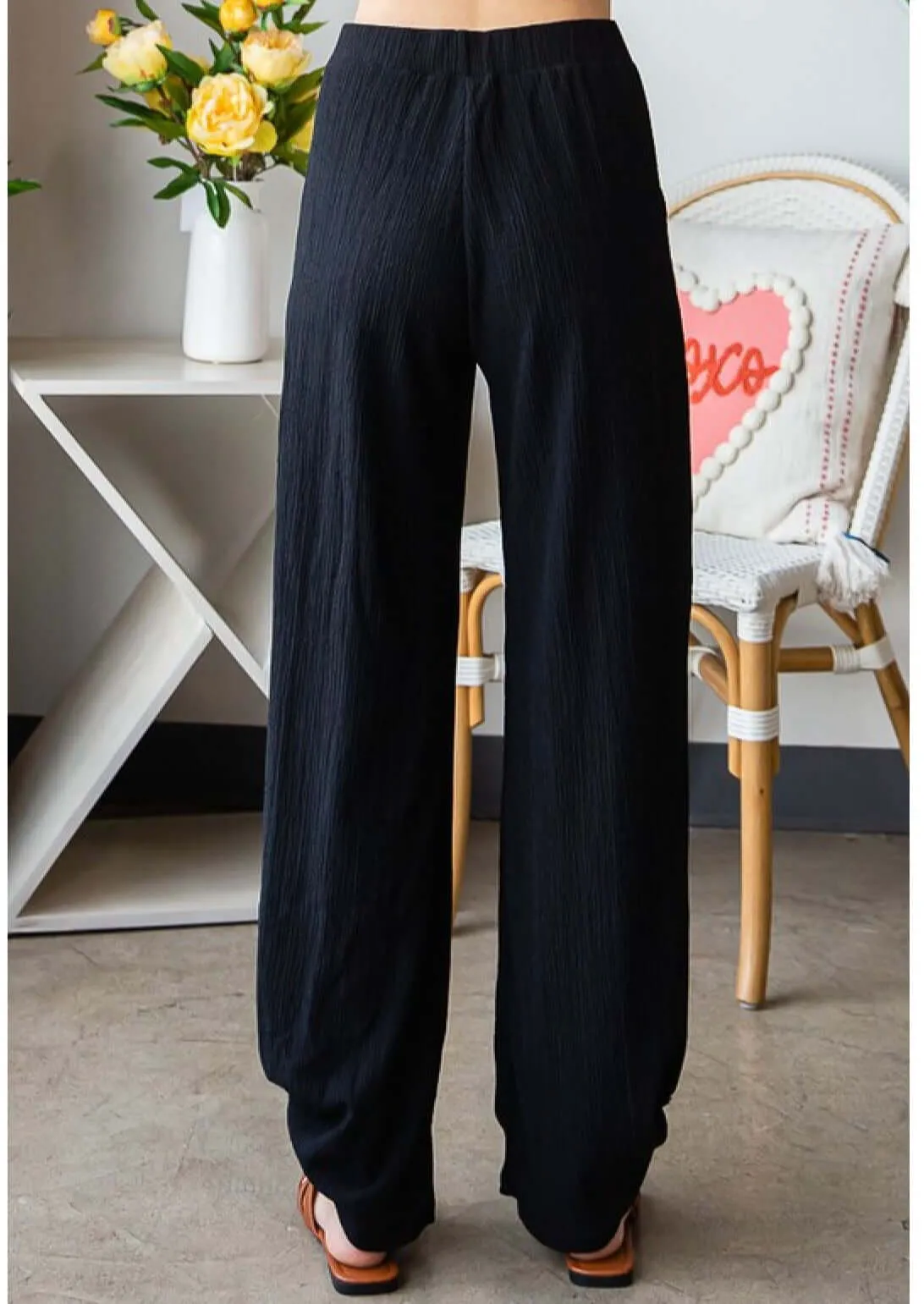 Textured Tie Hem Pants Made in USA - Clearance Final Sale