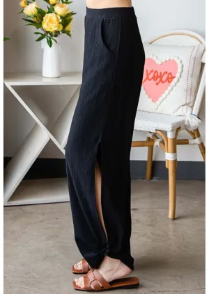 Textured Tie Hem Pants Made in USA - Clearance Final Sale