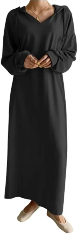 TIAFORD Womens Plush Pullover Oversized Sweatshirt for Women Casual Long Sleeve Drawstring Hoodie Maxi Dress with Pocket
