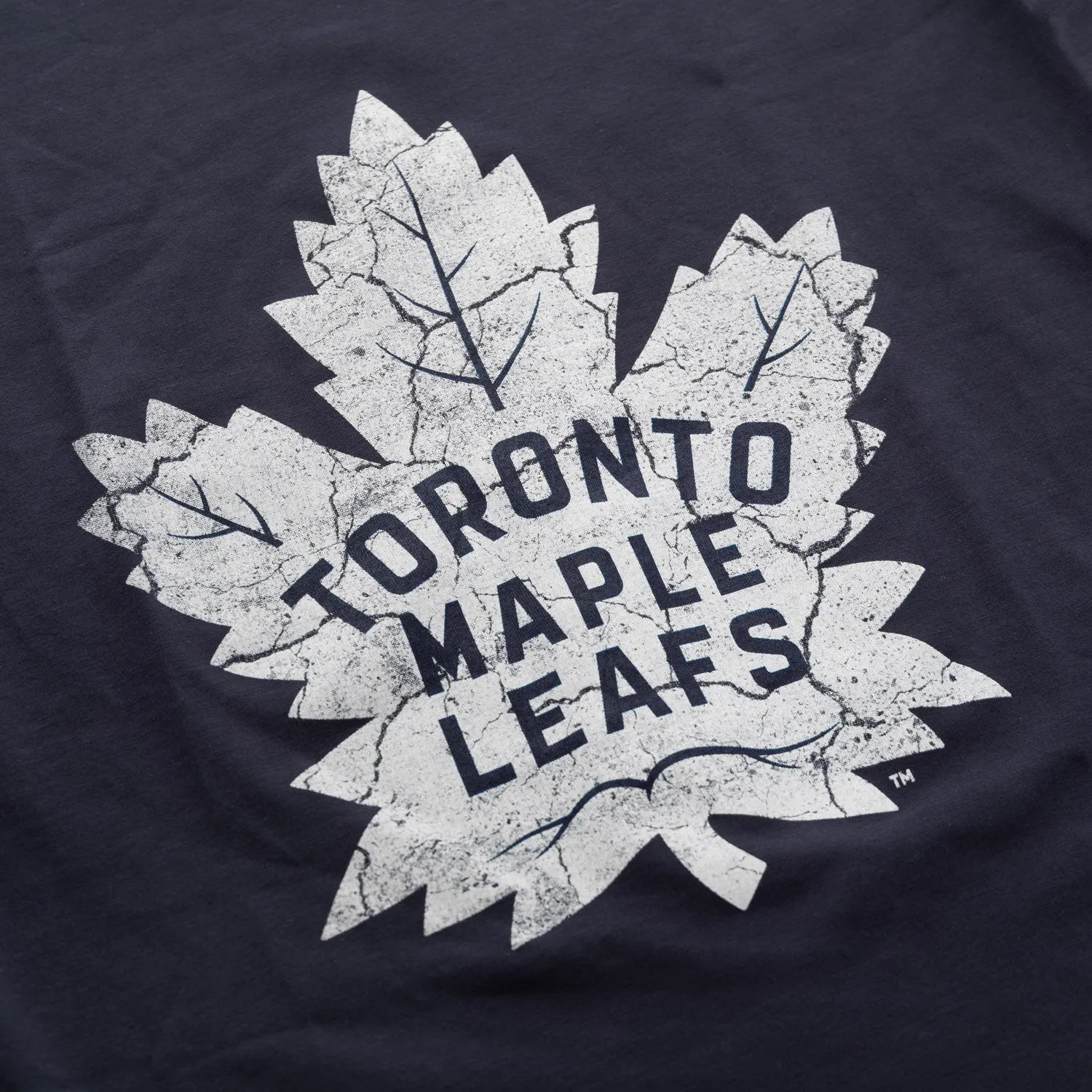 Toronto Maple Leafs Women's Distressed Print Fitted Crew Neck Premium T-Shirt - Navy