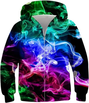 uideazone Kids Boys Girls Zip Up Hoodie 3D Printed Hooded Sweatshirt Hoody Coat with Pocket 6-14 Years
