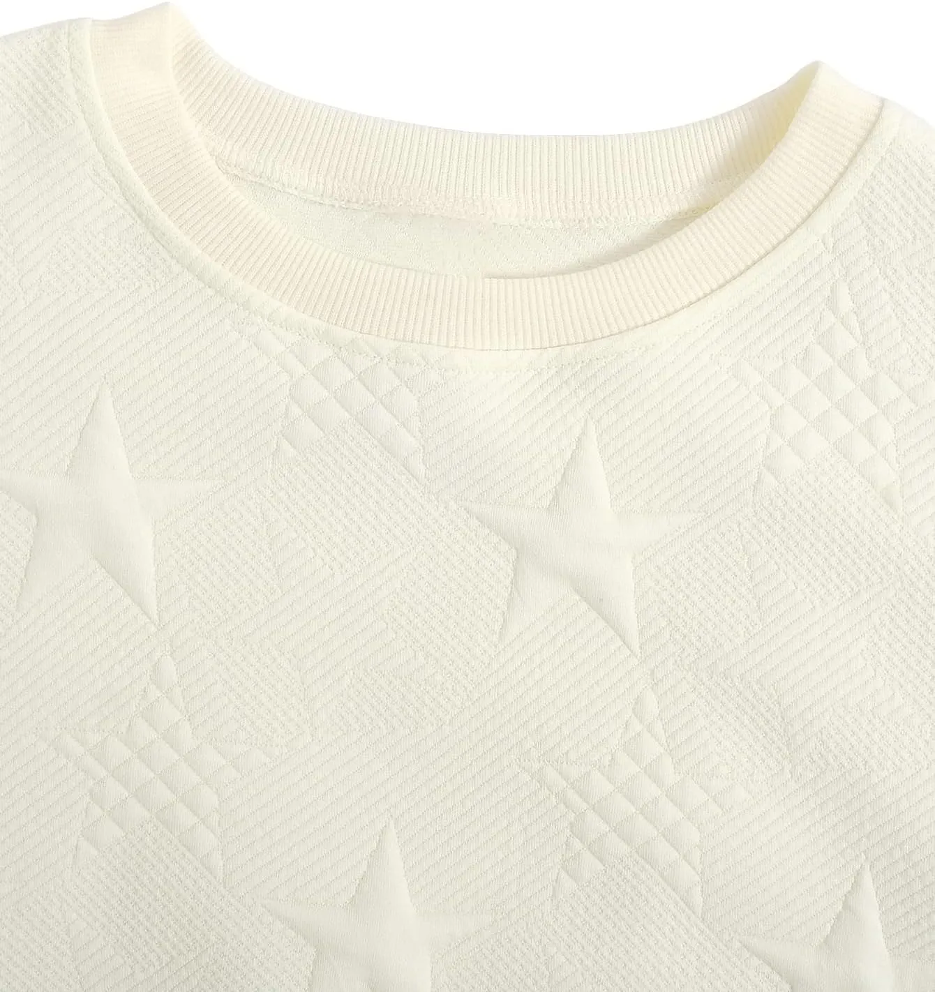 Verdusa Women's Oversized Sweatshirt Fall Outfits Embossed Long Sleeve Hoodies Crewneck Fashion 2024 Trendy Pullover Top