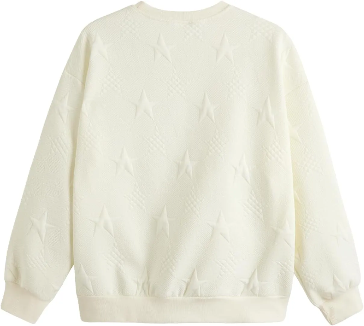 Verdusa Women's Oversized Sweatshirt Fall Outfits Embossed Long Sleeve Hoodies Crewneck Fashion 2024 Trendy Pullover Top