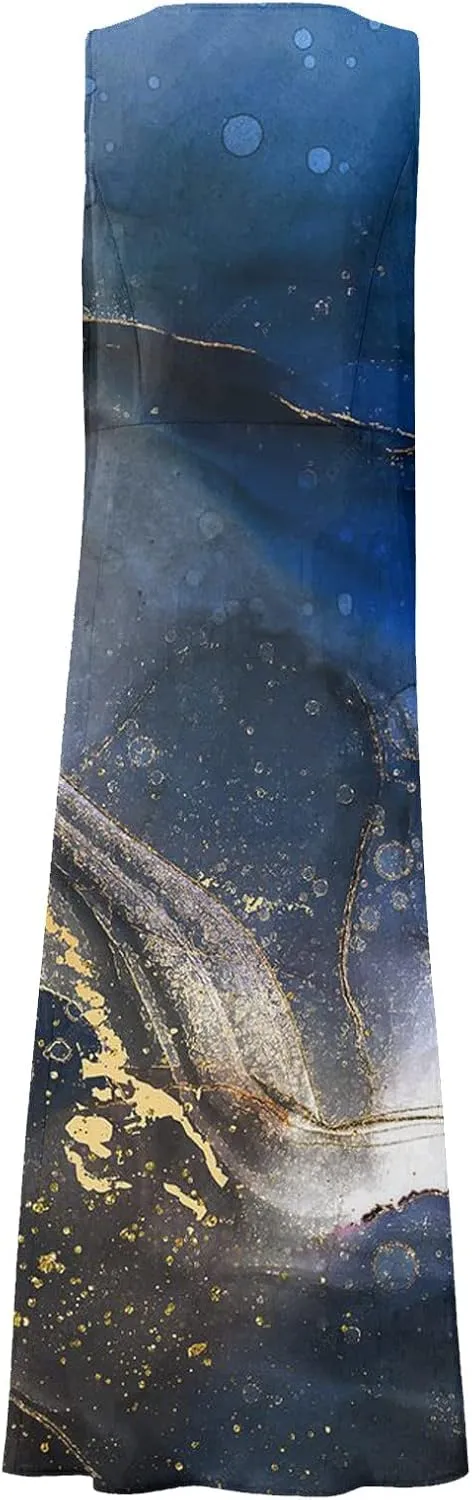 WANZZXCSL Women's Summer Cotton Linen Long Dress Sleeveless Trendy Flowy Dresses Plus Size Loose Comfy Dress with Pockets