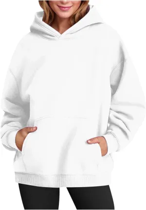 Women's 2024 Fall Oversized Hoodies Long Sleeve Pullover Sweatshirt Trendy Y2k Outfits Preppy Clothes with Pocket