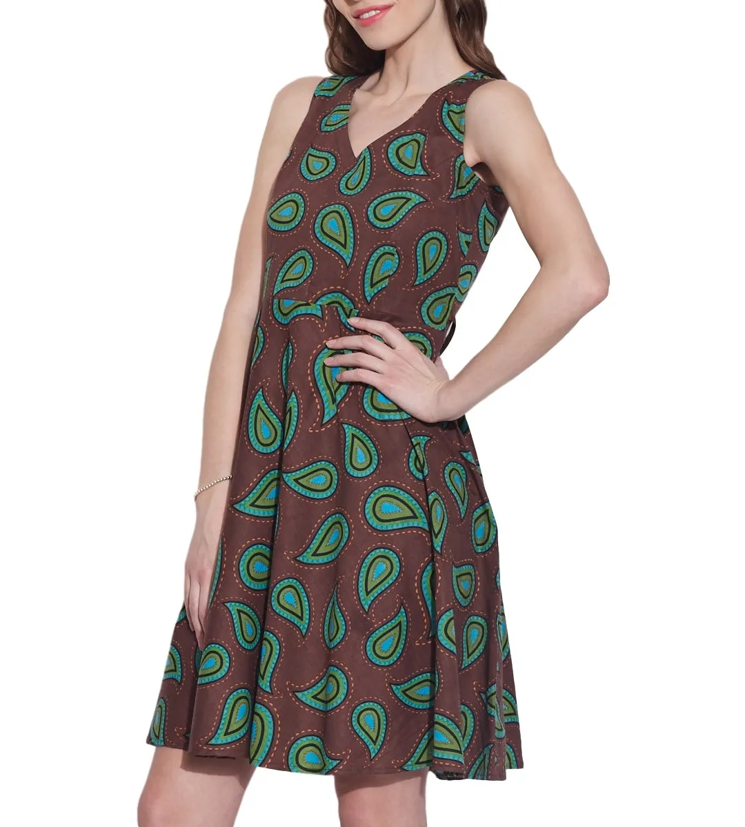 Women's Apparel Cotton Printed Dress,Machine Washable,W-CPD40-1627, Size-40 Inch