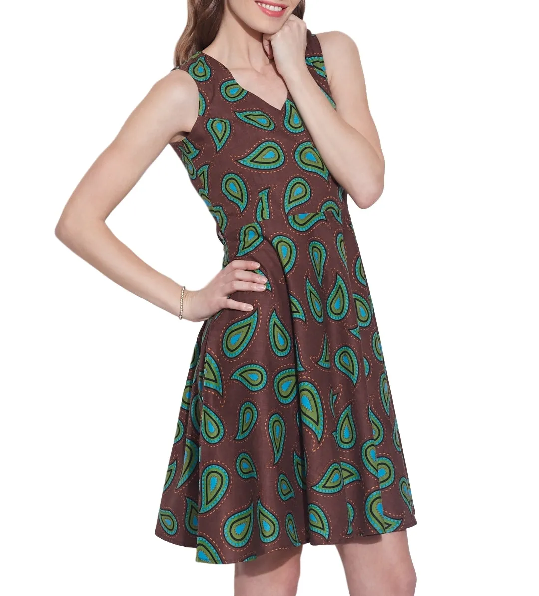Women's Apparel Cotton Printed Dress,Machine Washable,W-CPD40-1627, Size-40 Inch